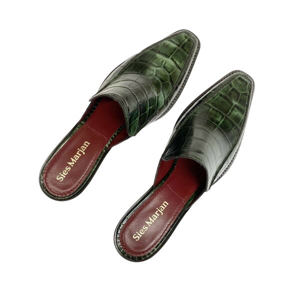 SIES MARJAN Heeled Mules Kaya Embossed Croco Mule Leather Italian Designer NIB - Picture 2 of 10
